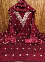 Vichitra Silk Maroon Festival Wear Zari Work Dress Material